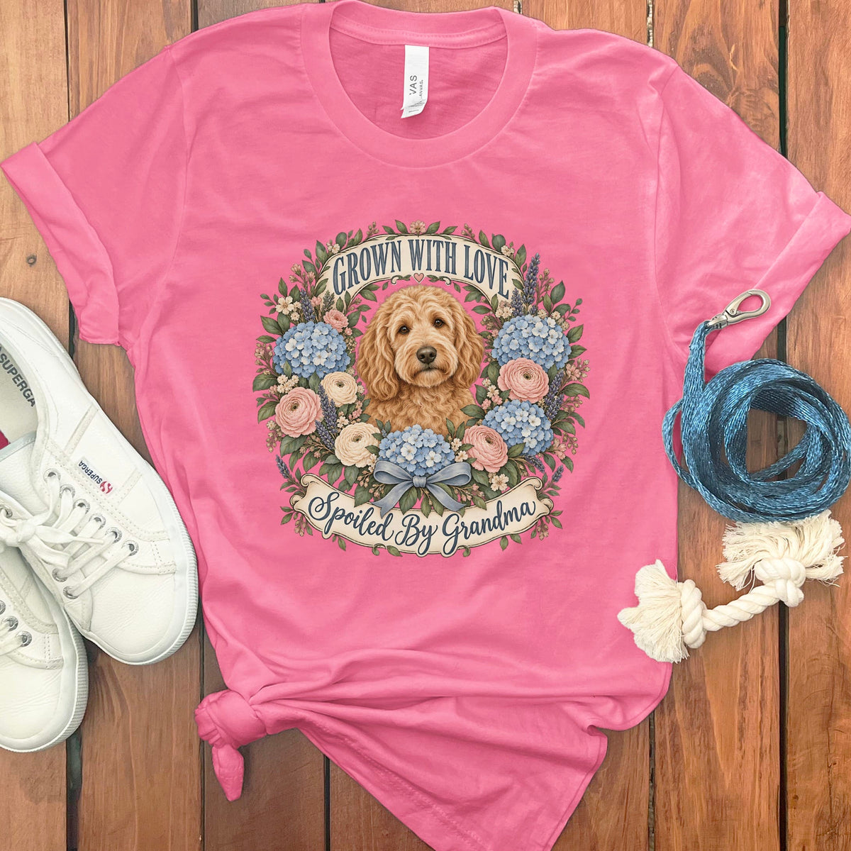 Doodle Grandma Spoiled T-Shirt in Charity Pink / S by Puppy Jo