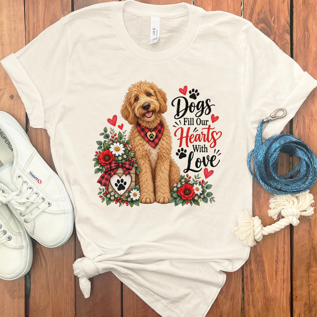 Apricot Goldendoodle Hearts Love T-Shirt
