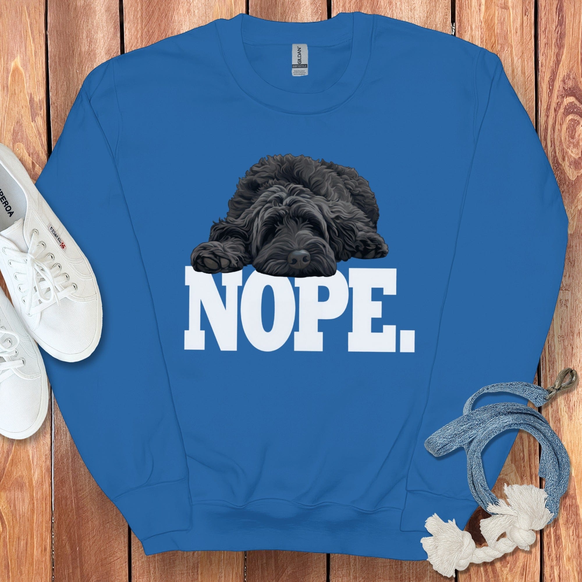 Nope Dog Print Blue Sweatshirt Top Funny Apparel