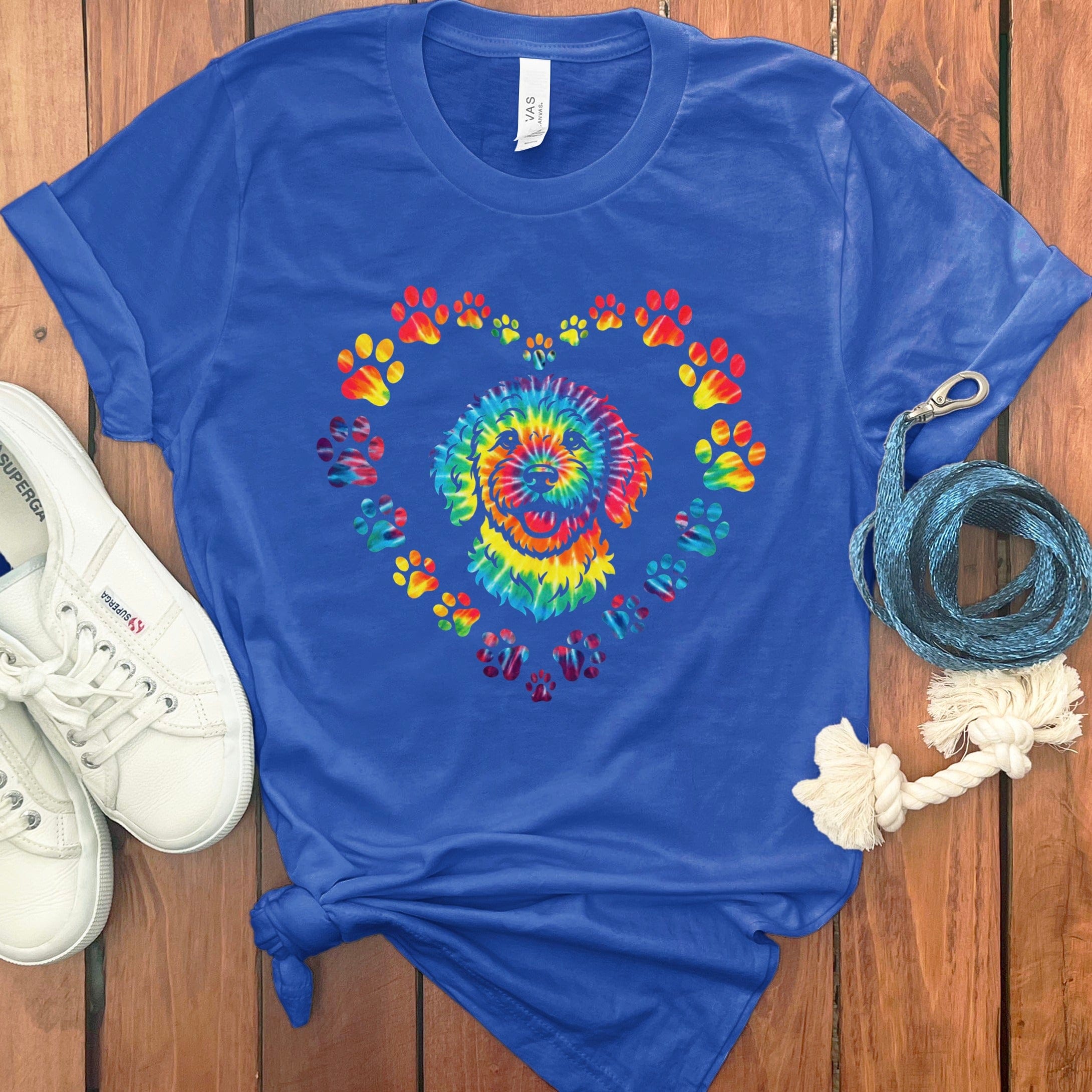 Colorful Paw Heart Spiral Tie-Dye Design Shirt