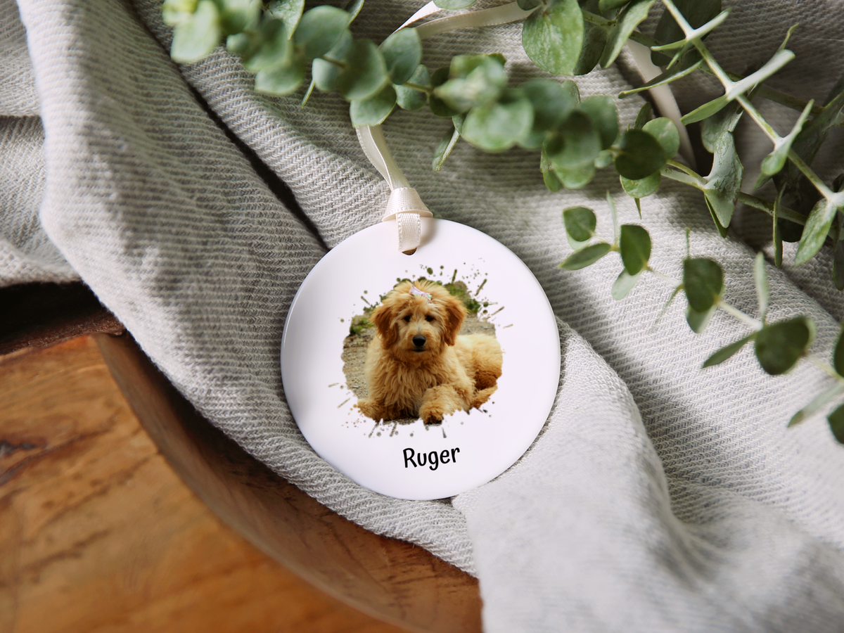 Custom Pet Photo Splash Christmas Ornament