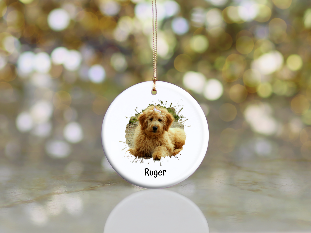 Custom Pet Photo Splash Christmas Ornament