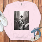 Bigfoot Encounter in Forest with Dog Sweatshirt