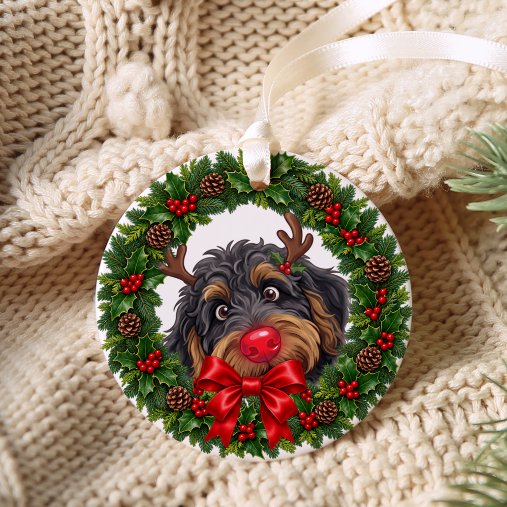Peeking Rudolph Phantom Goldendoodle Ornament