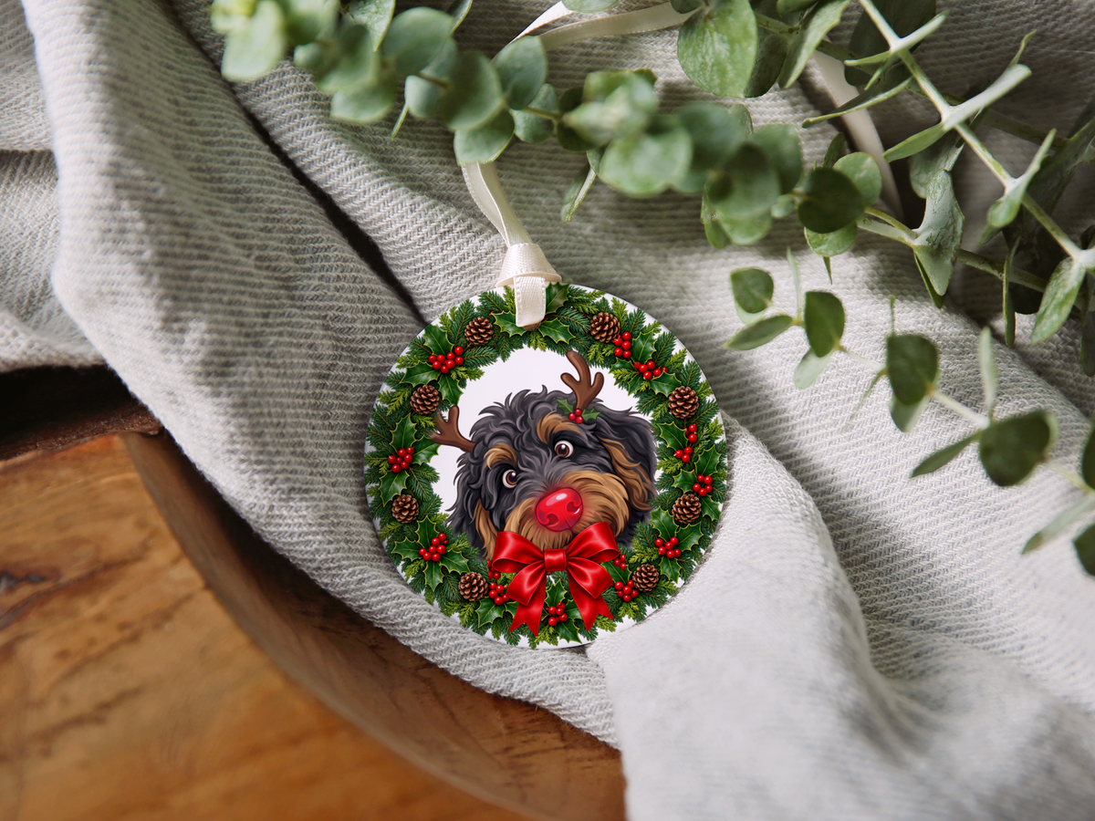 Peeking Rudolph Phantom Goldendoodle Ornament