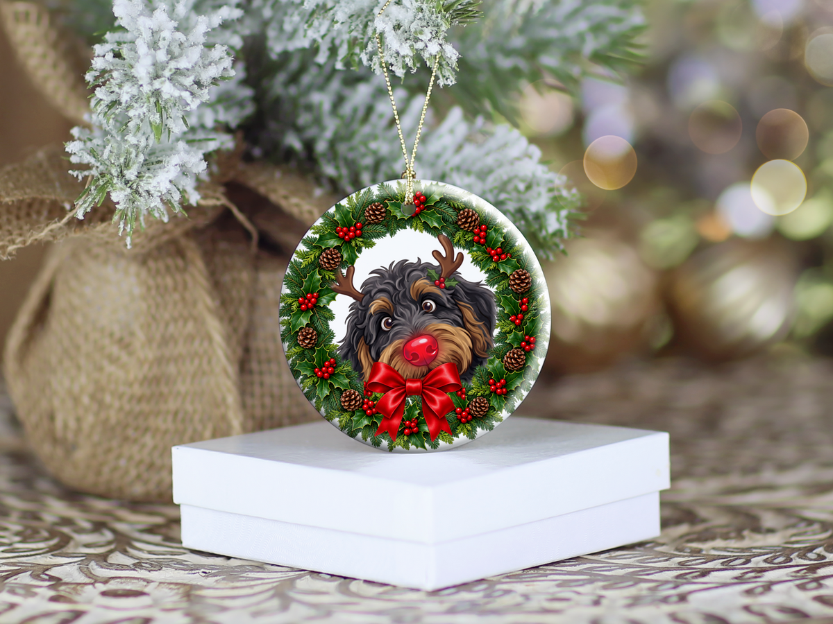 Peeking Rudolph Phantom Goldendoodle Ornament