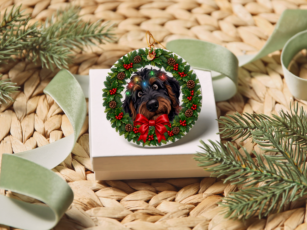 Peeking Phantom Goldendoodle Holiday Ornament