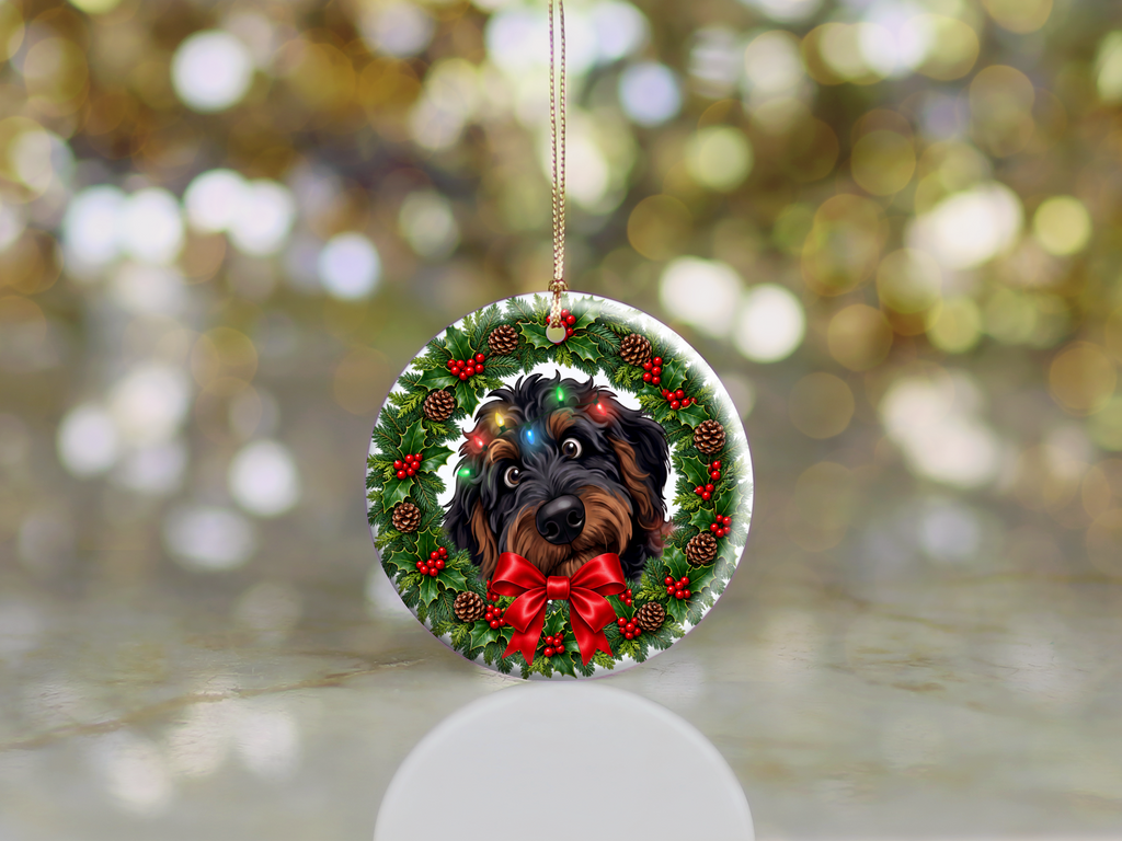 Peeking Phantom Goldendoodle Holiday Ornament