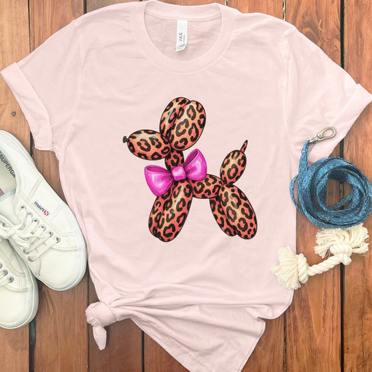Leopard Print Balloon Dog with Pink Bow T-Shirt product