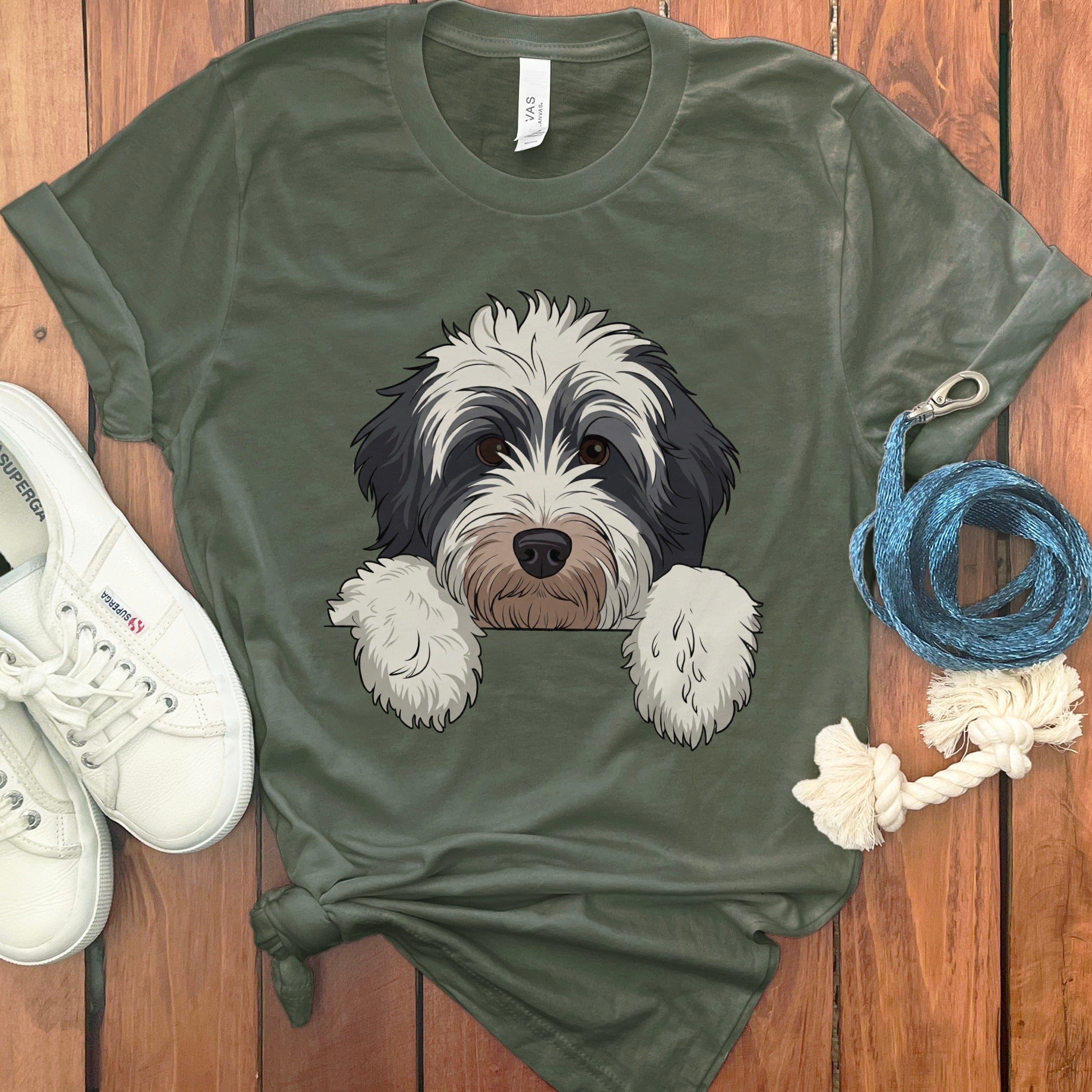 Adorable Fluffy Dog Graphic Unique Style T-Shirt