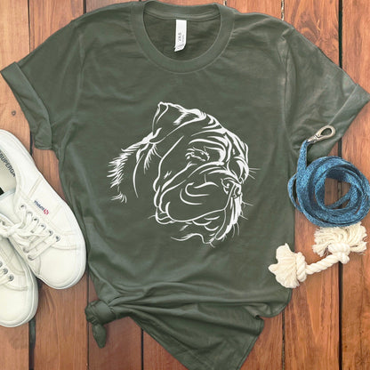 Bulldog Illustration on Dark Green T-Shirt product