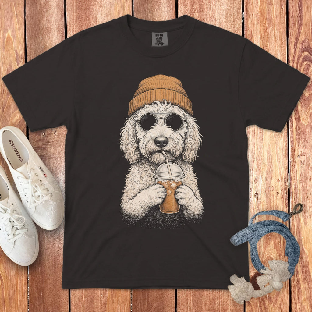 Cream Goldendoodle Ice Latte Signature T-Shirt in Graphite / S by Puppy Jo