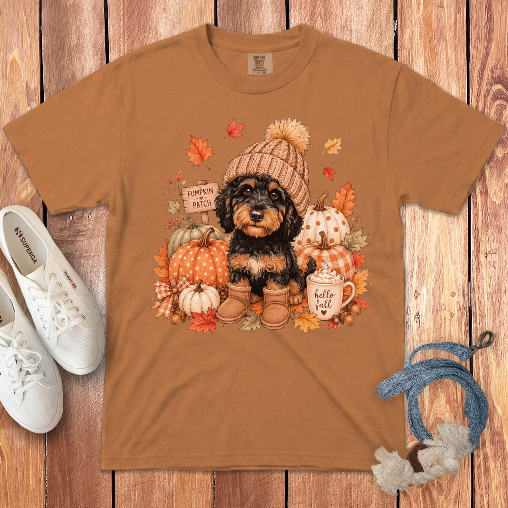 Phantom Goldendoodle Pumpkin Patch Signature T-Shirt in Yam / S by Puppy Jo