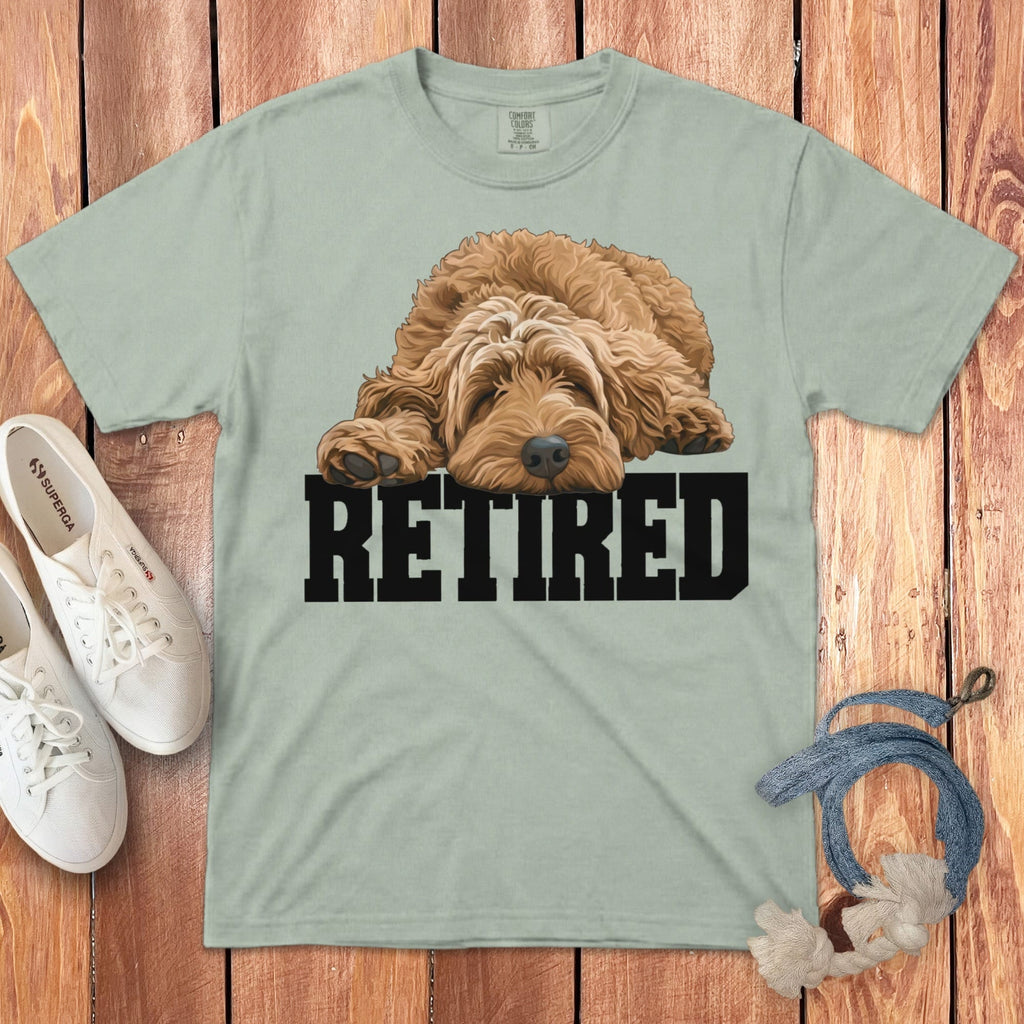 Retired Sleeping Apricot Goldendoodle Signature T-Shirt in Bay / S by Puppy Jo