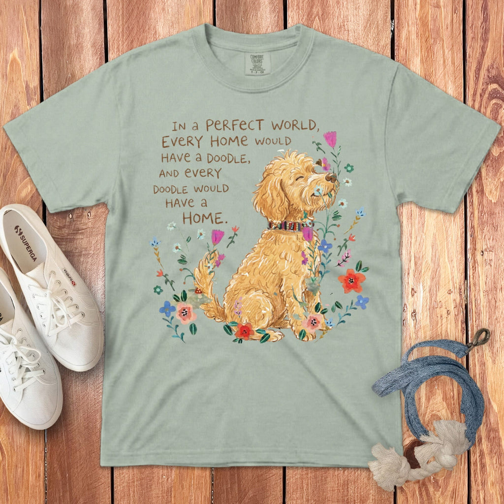 Perfect World Golden Goldendoodle Signature T-Shirt in Bay / S by Puppy Jo