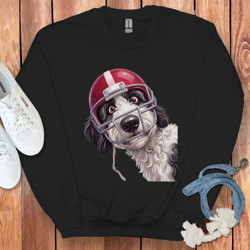 Sheepadoodle Football Helmet Sweatshirt in Black / S by Puppy Jo