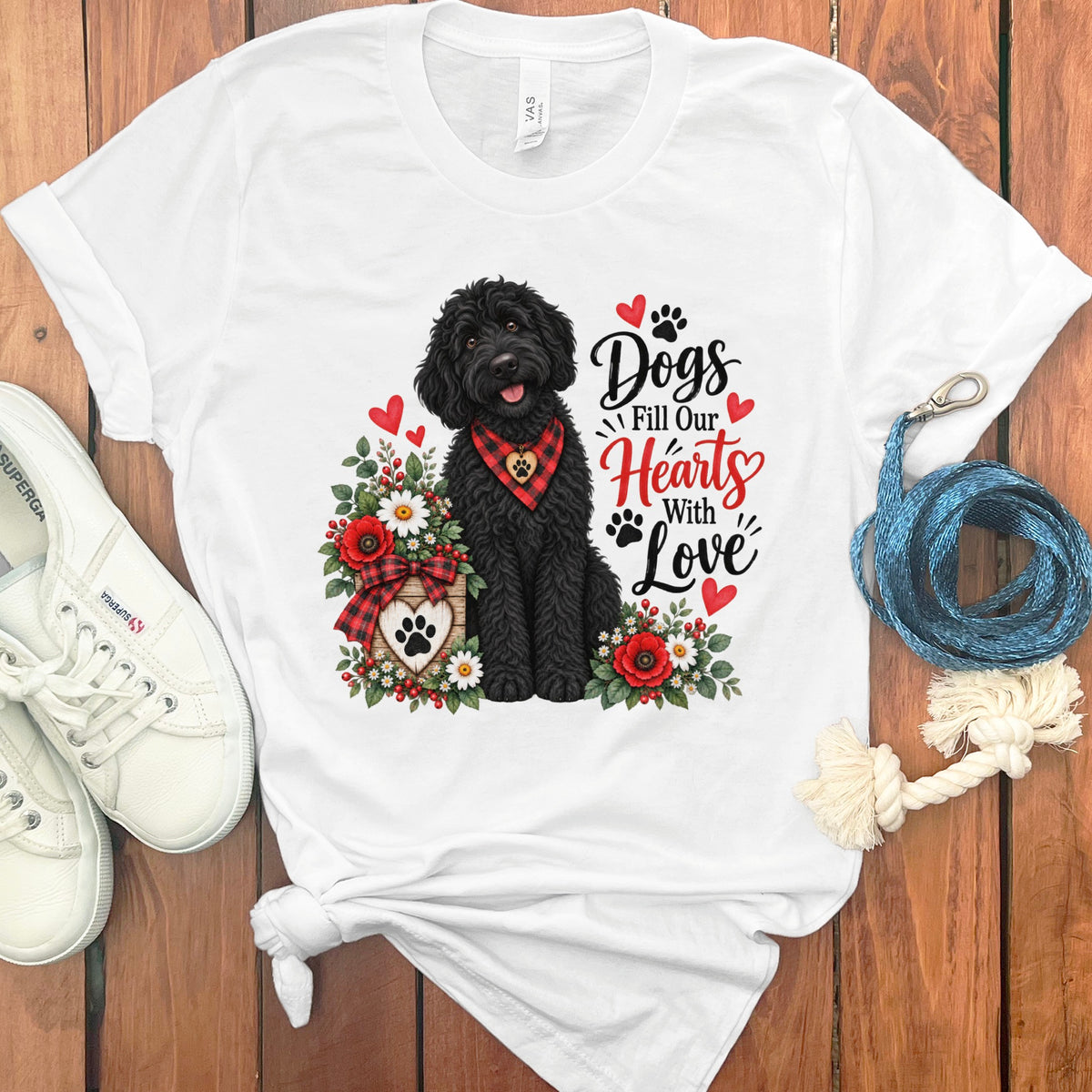Black Goldendoodle Hearts Love T-Shirt
