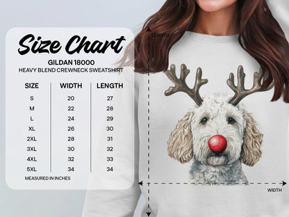 Festive reindeer dog crewneck sweatshirt for holidays