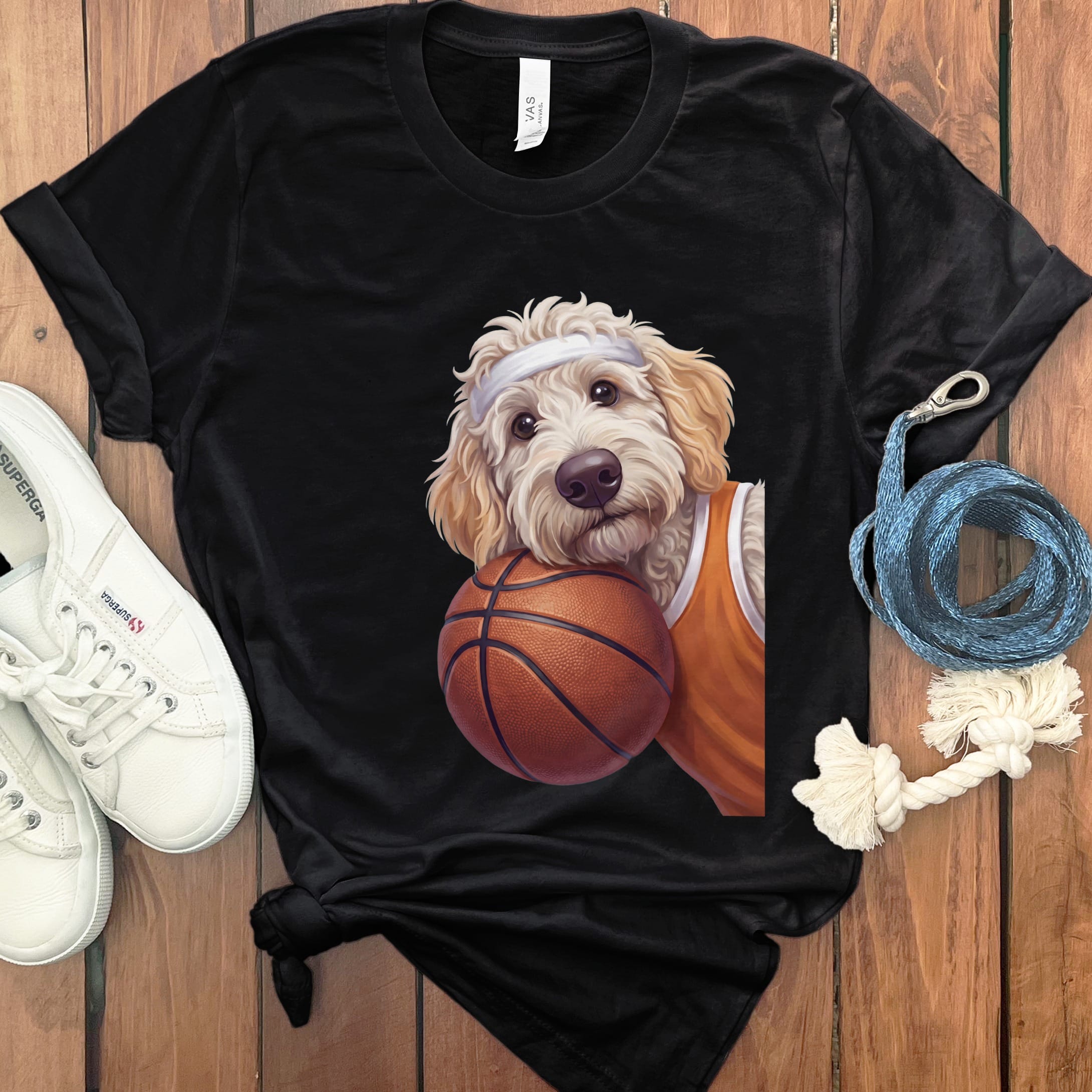 Maltipoo Basketball Player T-Shirt in Black / S by Puppy Jo