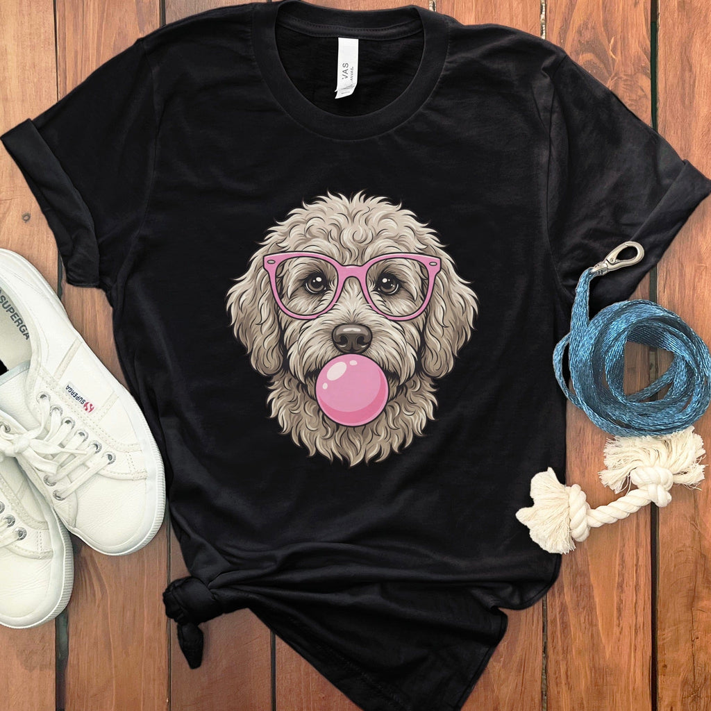 Cute Dog with Glasses Bubblegum Graphic T-Shirt
