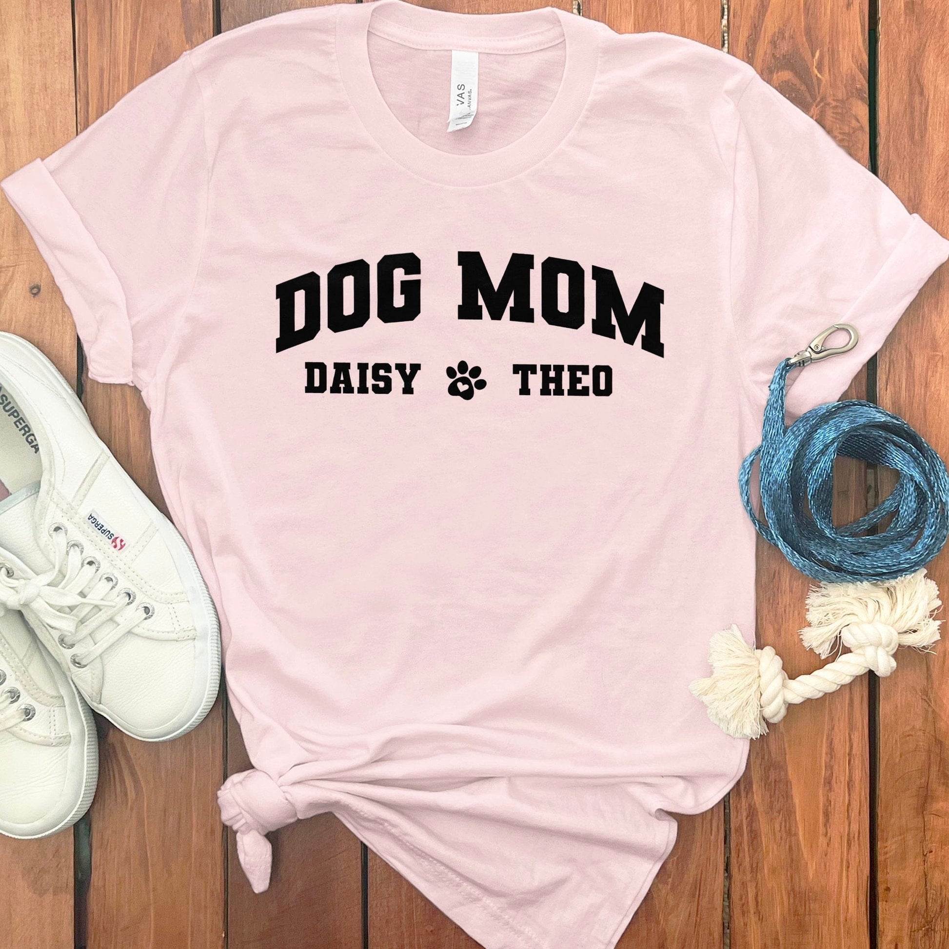 Dog Mom Customizable Pet Name Paw Print T-Shirt product type