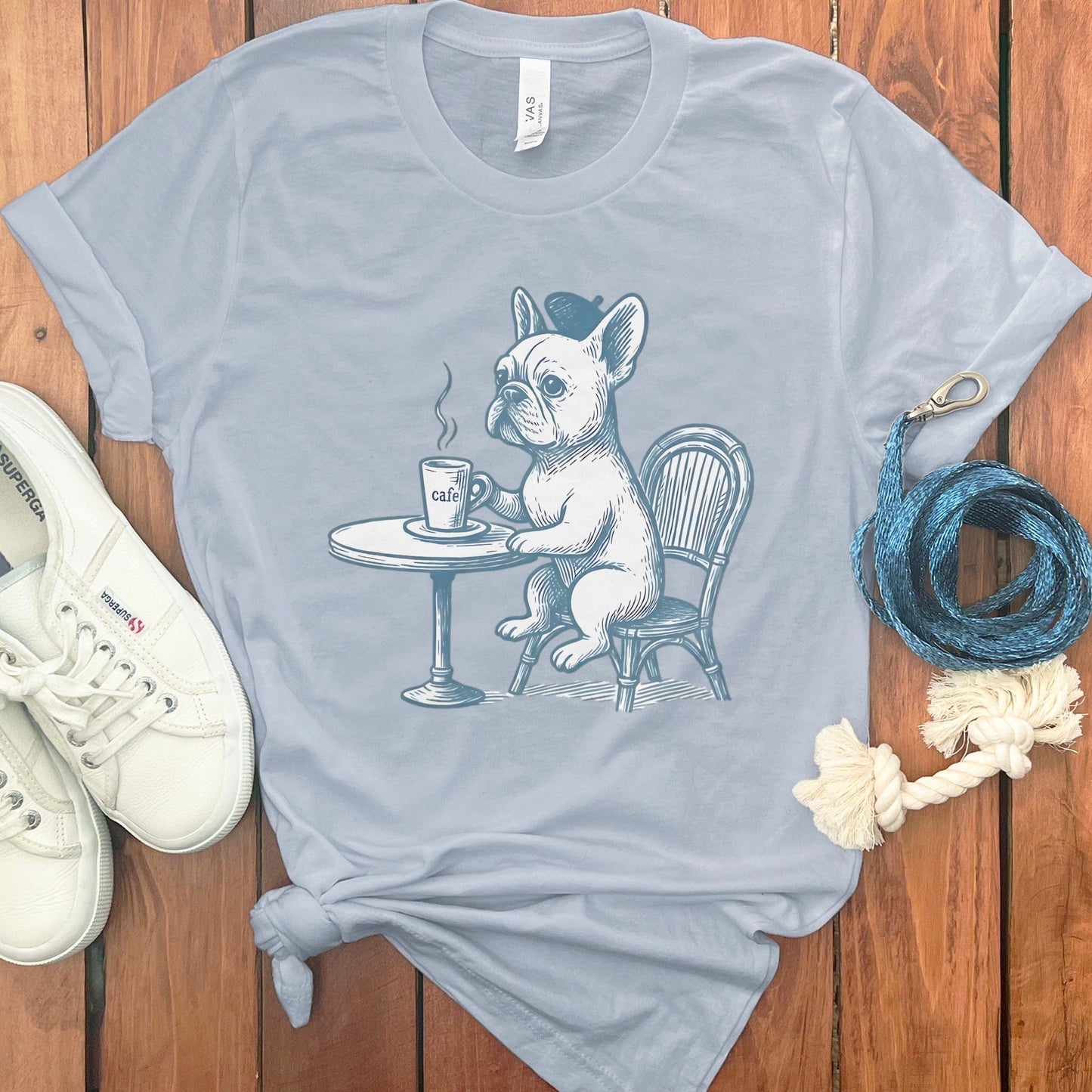Cute French Bulldog Drinking Coffee T-shirt product type