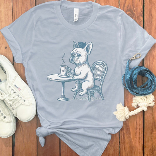 Cute French Bulldog Drinking Coffee T-shirt product type