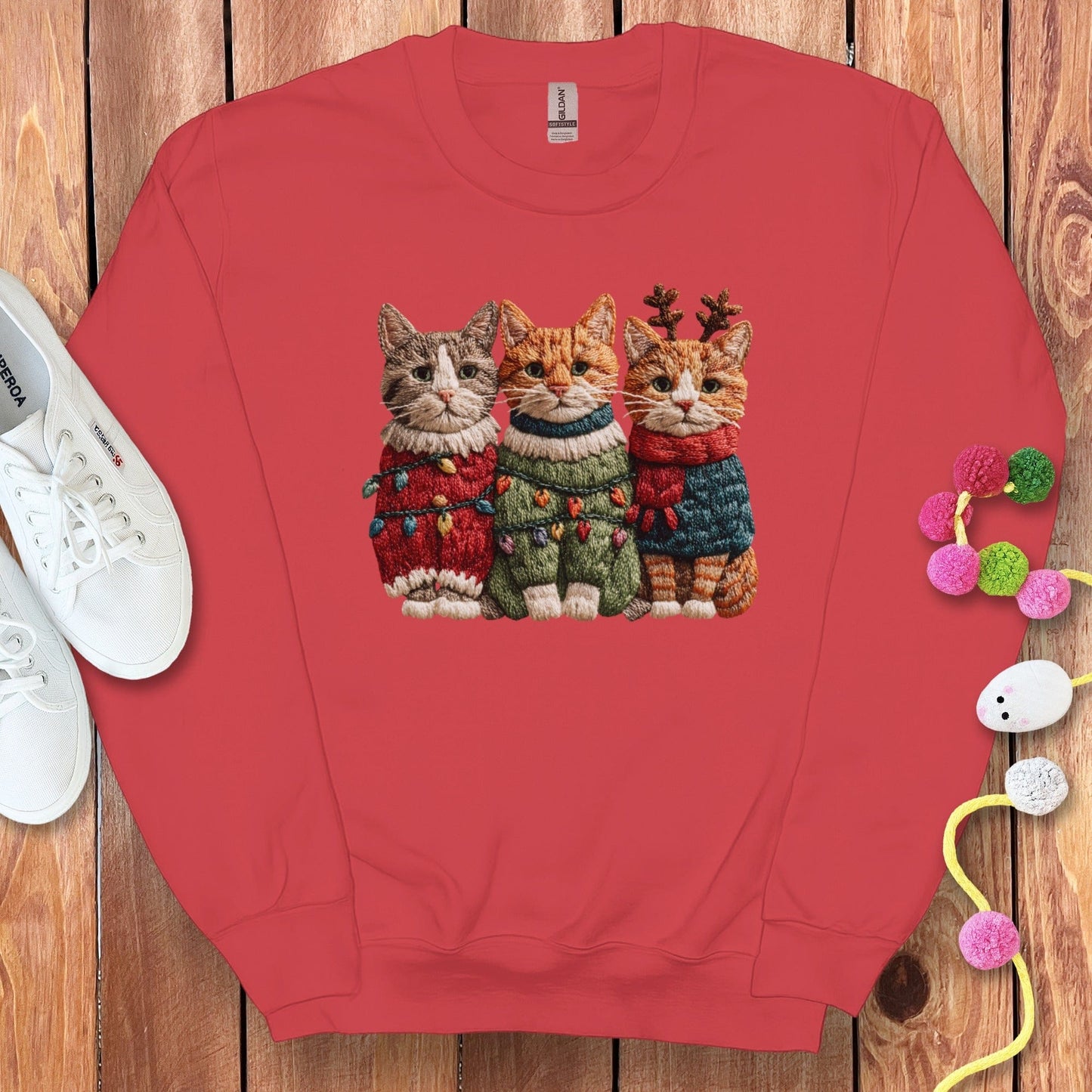 Cute Cats in Cozy Sweaters Festive Apparel Product