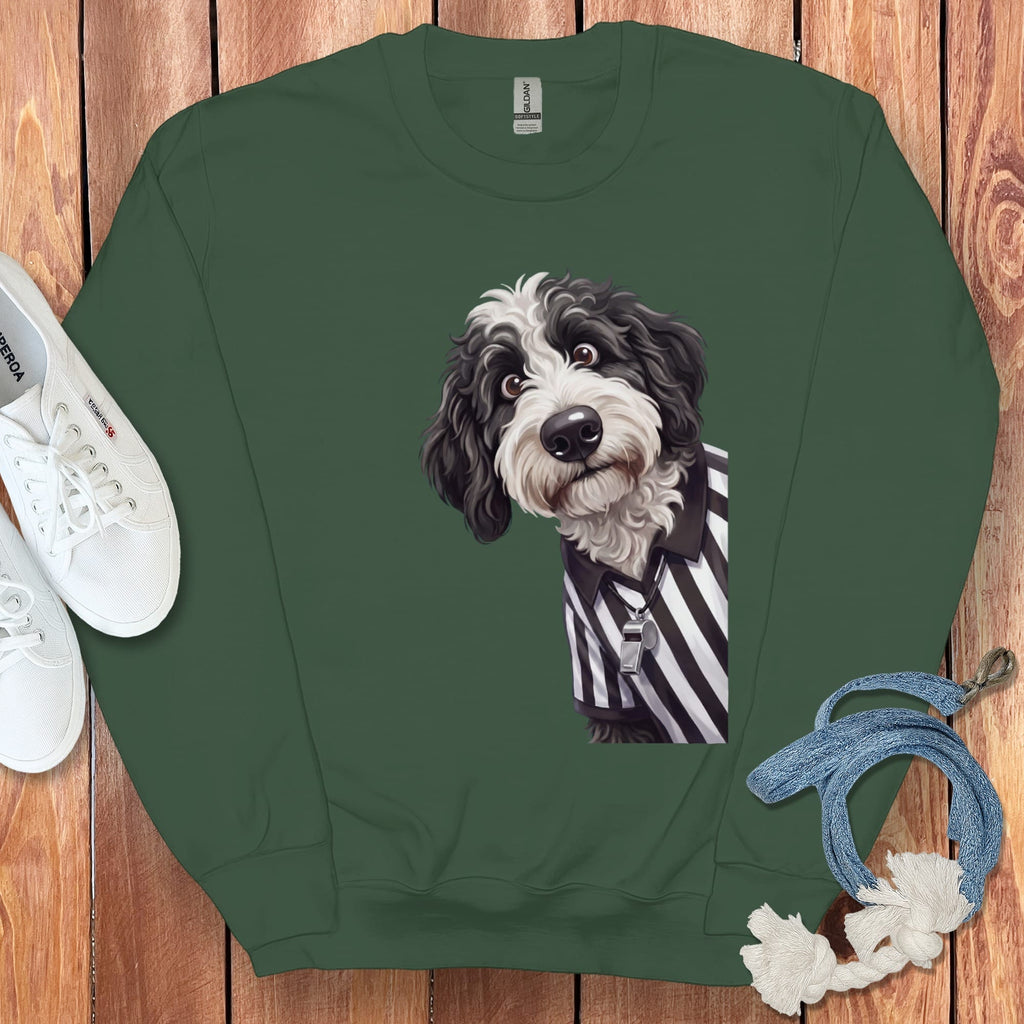 Sheepadoodle Football Referee Sweatshirt in Forest Green / S by Puppy Jo