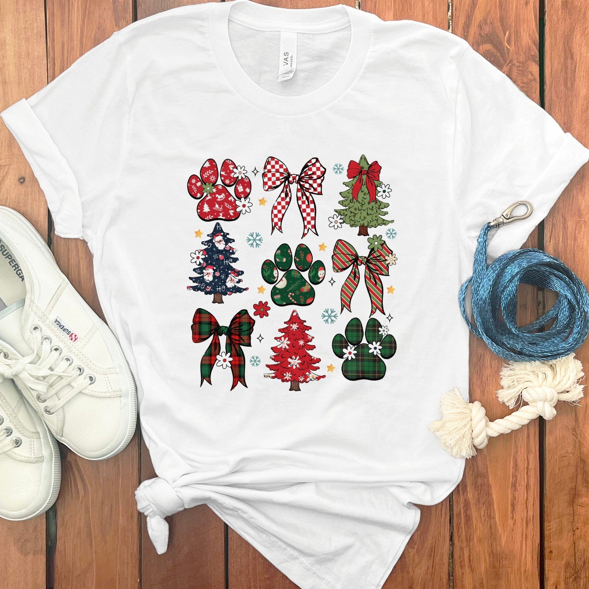 Christmas Dog Paw and Bow Designs T-Shirt product type