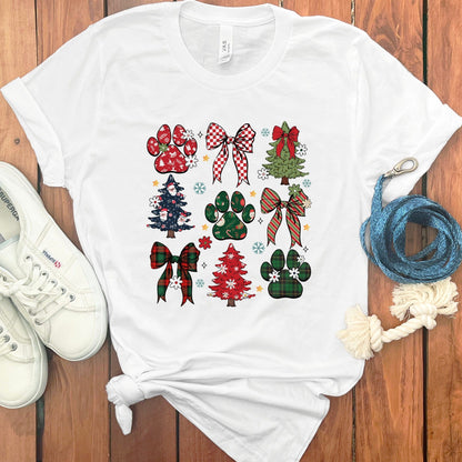 Christmas Dog Paw and Bow Designs T-Shirt product type