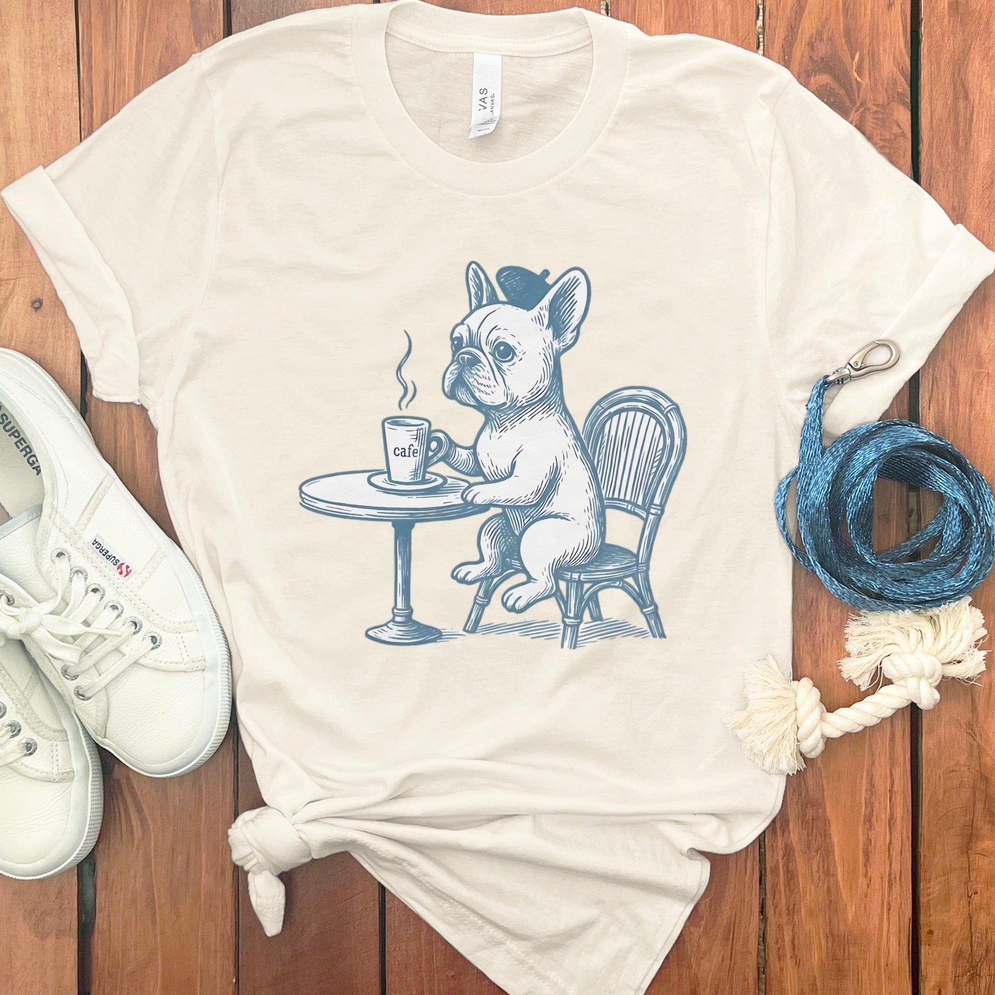 French Bulldog Drinking Coffee Graphic T-shirt product