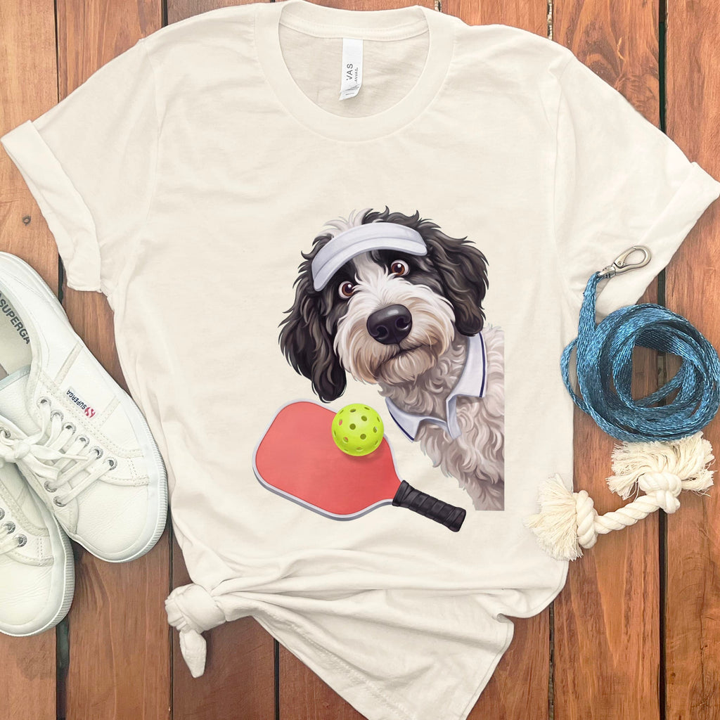 Sheepadoodle Pickleball Player T-Shirt in Natural / S by Puppy Jo