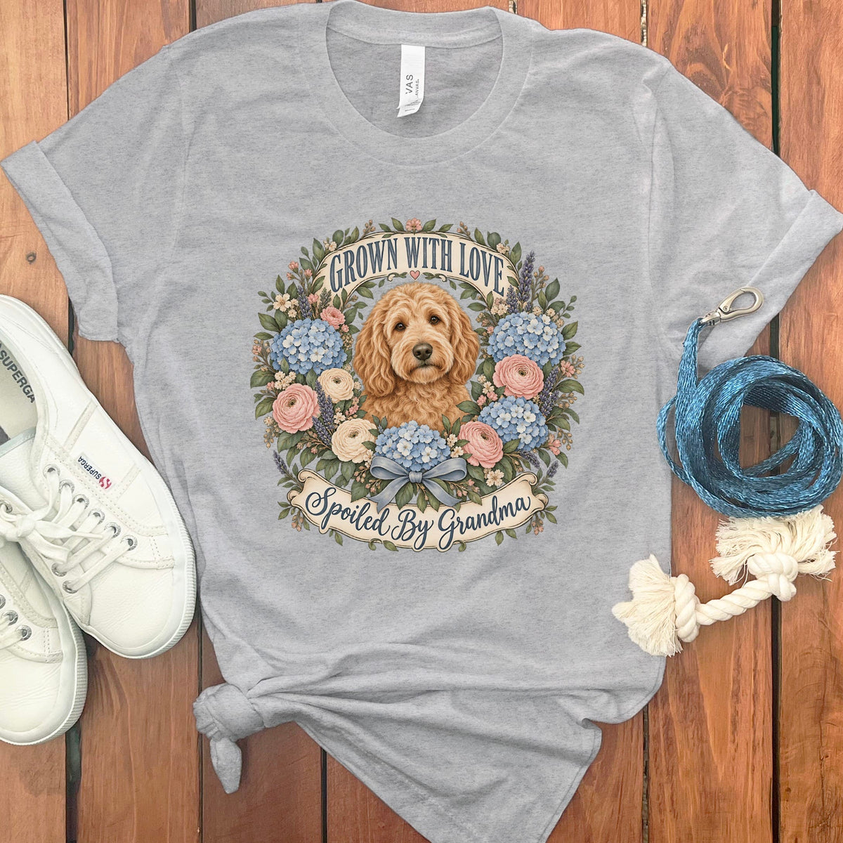 Doodle Grandma Spoiled T-Shirt in Athletic Heather / S by Puppy Jo