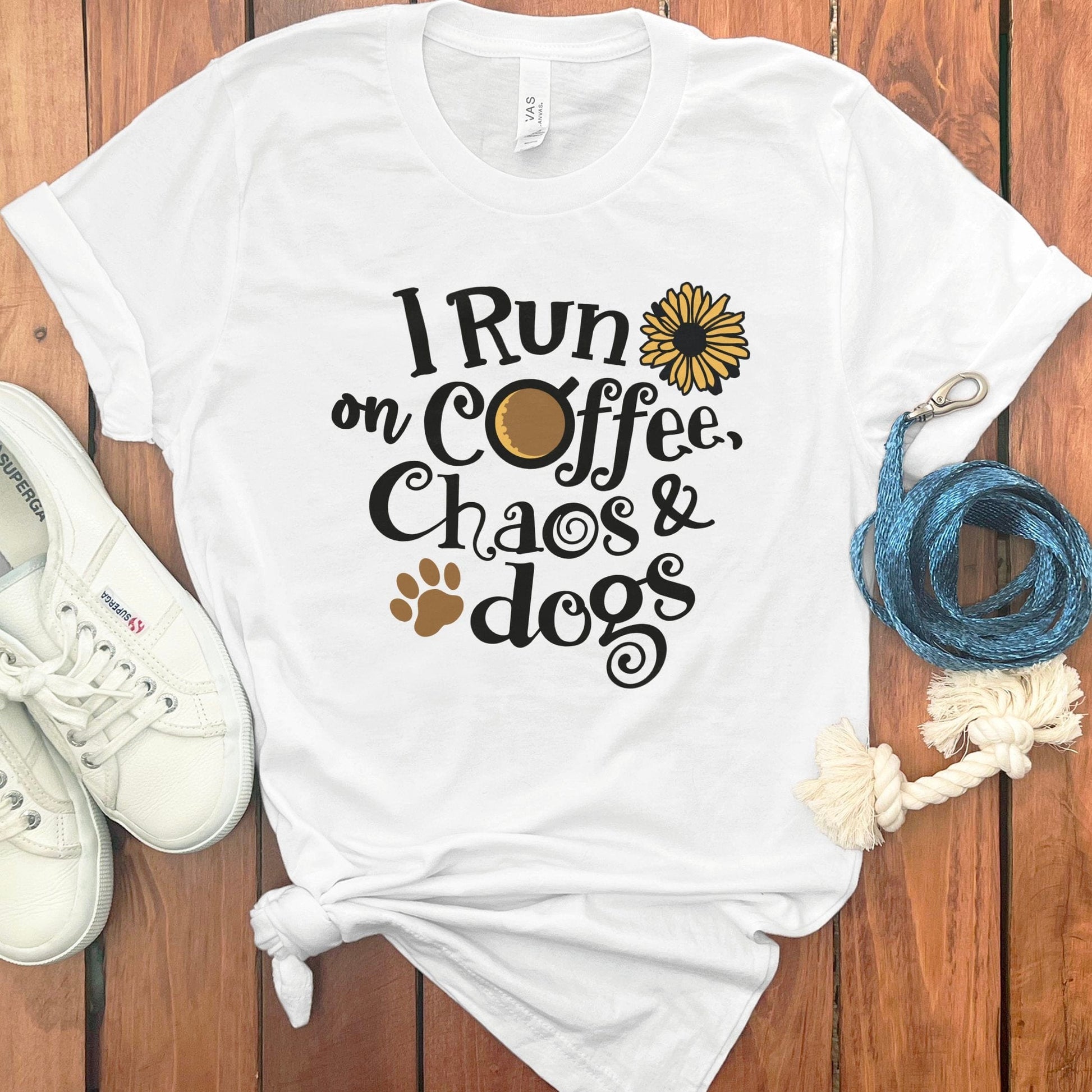 I Run on Coffee Chaos and Dogs Statement T Shirt product