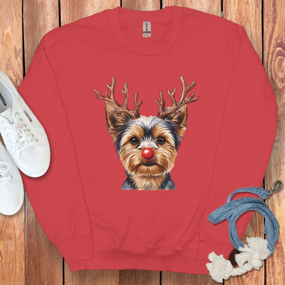 Cute Festive Dog with Reindeer Antlers Sweatshirt