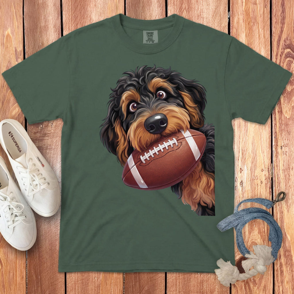 Phantom Goldendoodle Football Signature T-Shirt in Blue Spruce / S by Puppy Jo