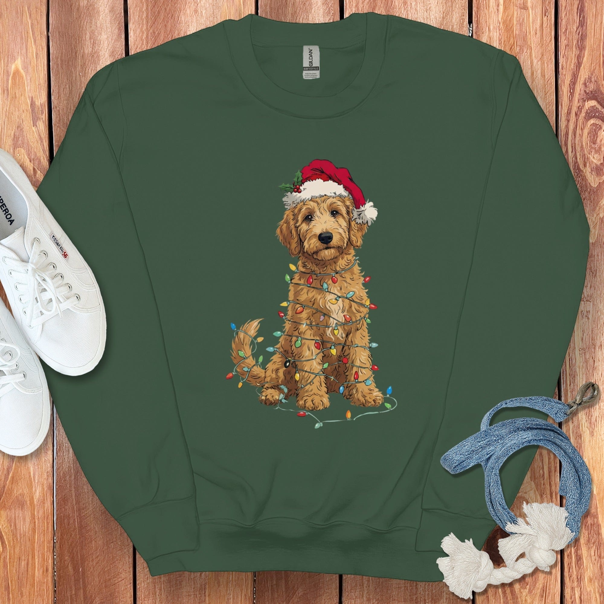 Adorable Puppy with Christmas Lights Sweatshirt