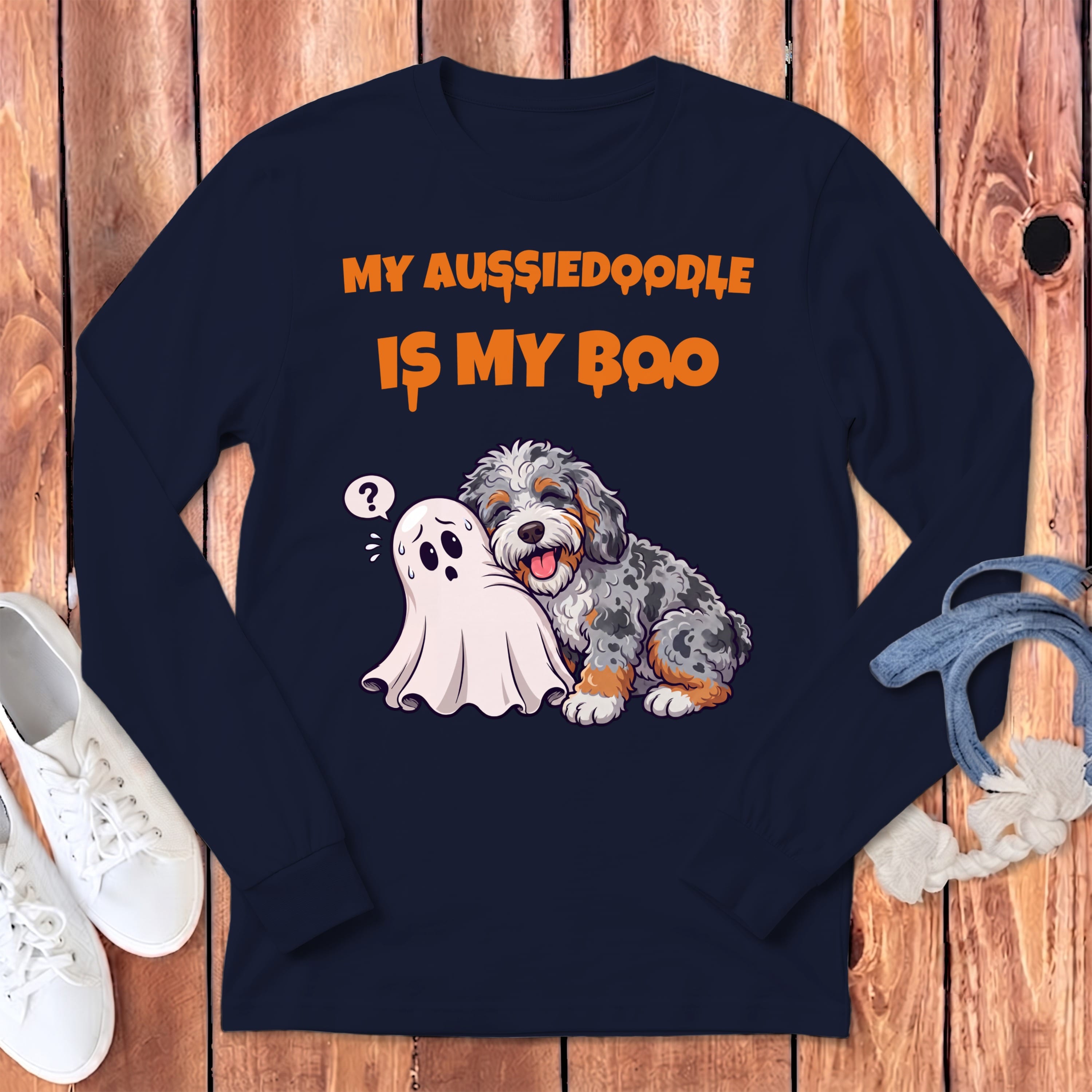 Aussiedoodle My Boo Long Sleeve T-Shirt in Navy / S by Puppy Jo