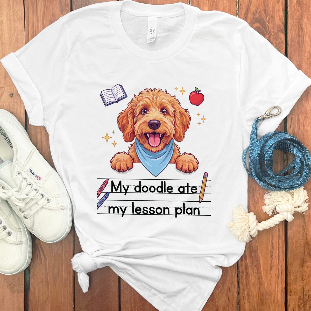 Apricot Goldendoodle Ate Lesson T-Shirt in White / S by Puppy Jo