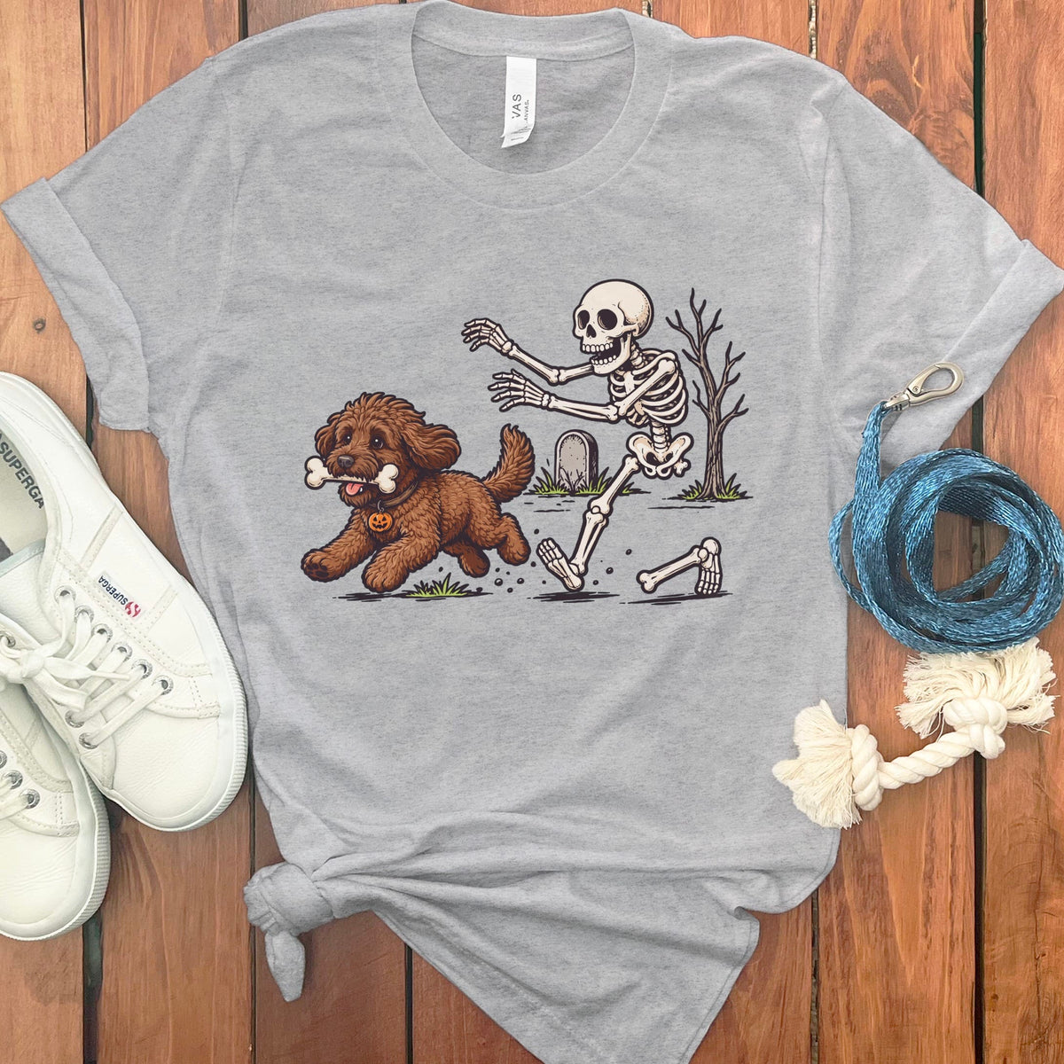 Chocolate Goldendoodle Bone Thief T-Shirt in Athletic Heather / S by Puppy Jo
