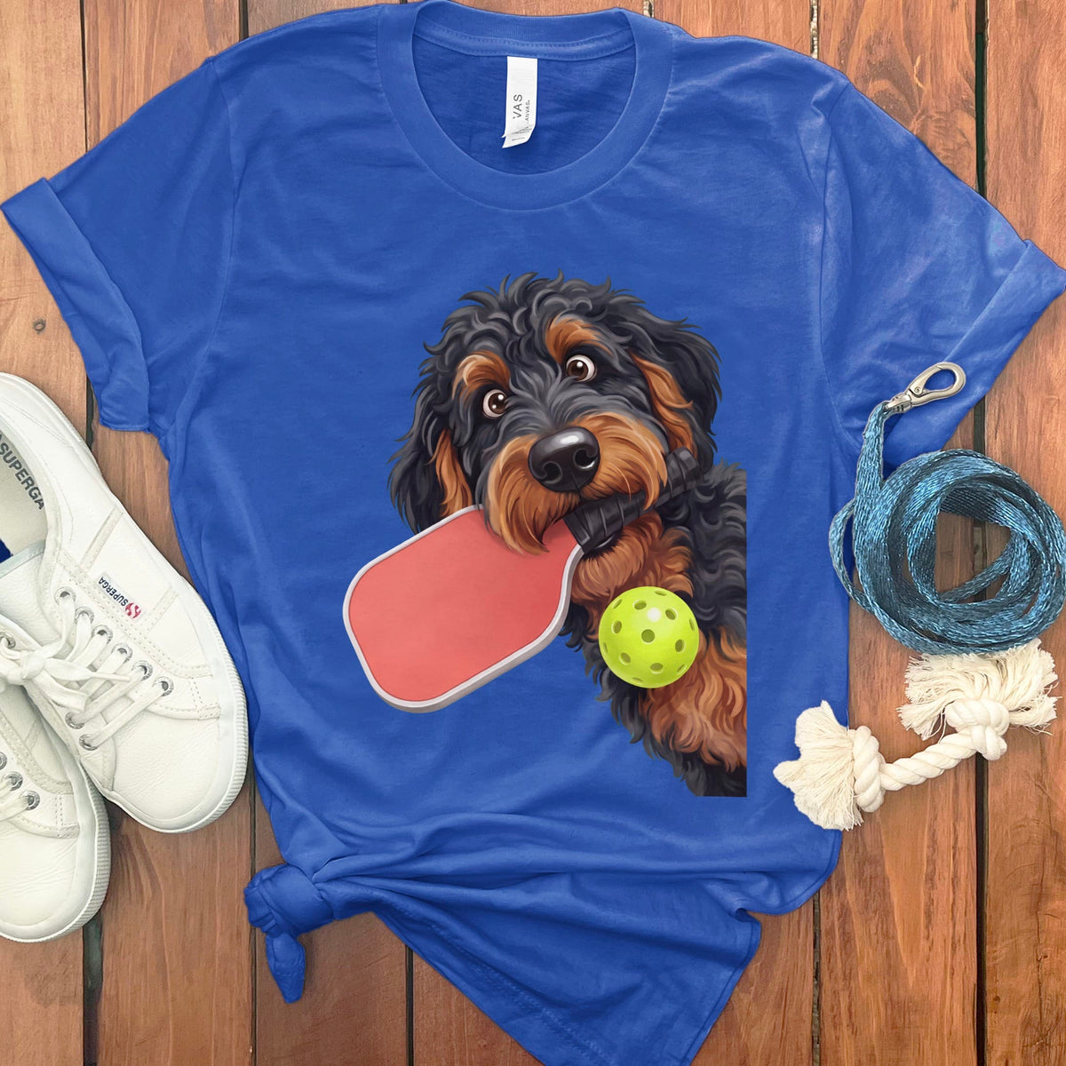 Phantom Goldendoodle Pickleball T-Shirt in True Royal / S by Puppy Jo