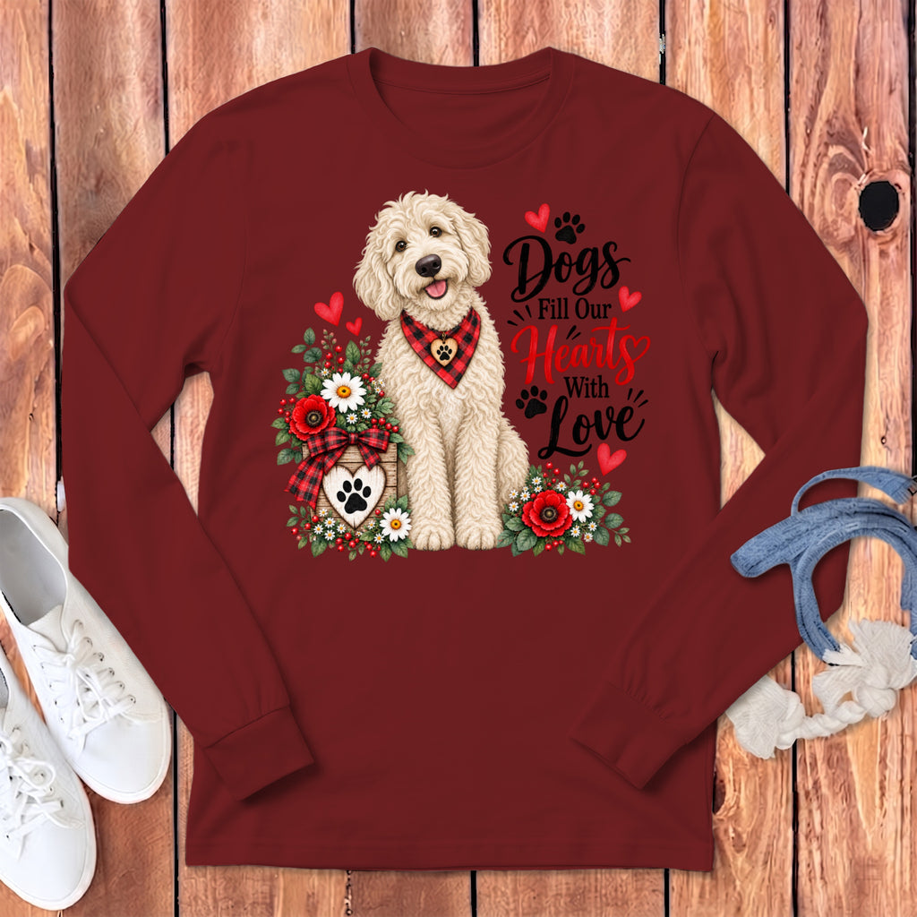 Cream Goldendoodle Hearts Love Long Sleeve T-Shirt