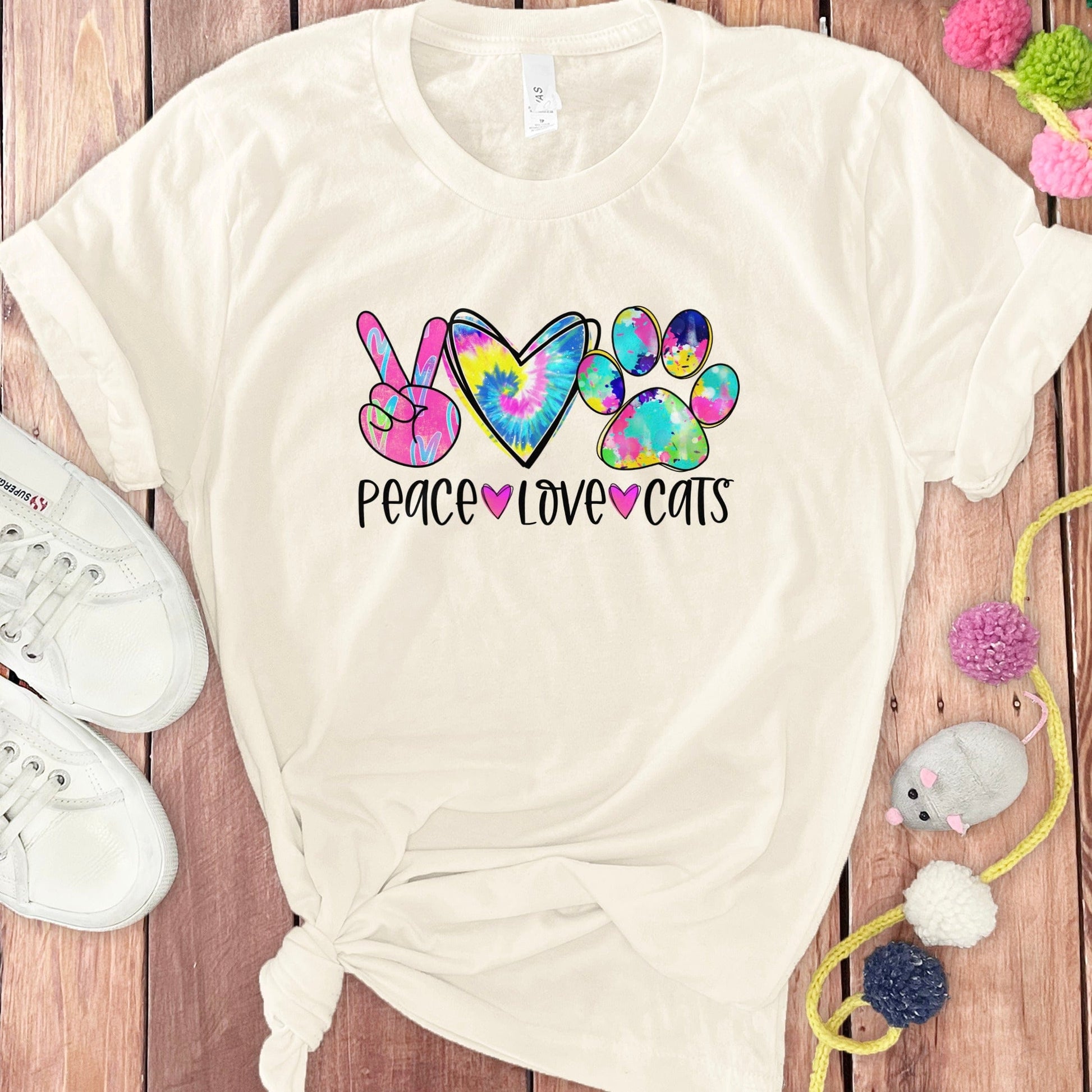 Peace Love Cats Tie Dye Graphic T-shirt product