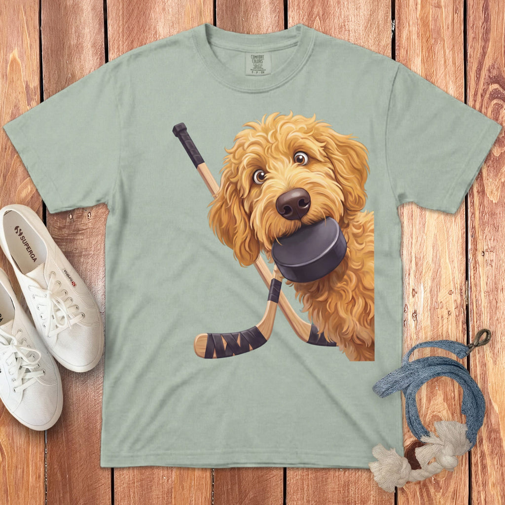 Golden Goldendoodle Hockey Signature T-Shirt in Bay / S by Puppy Jo