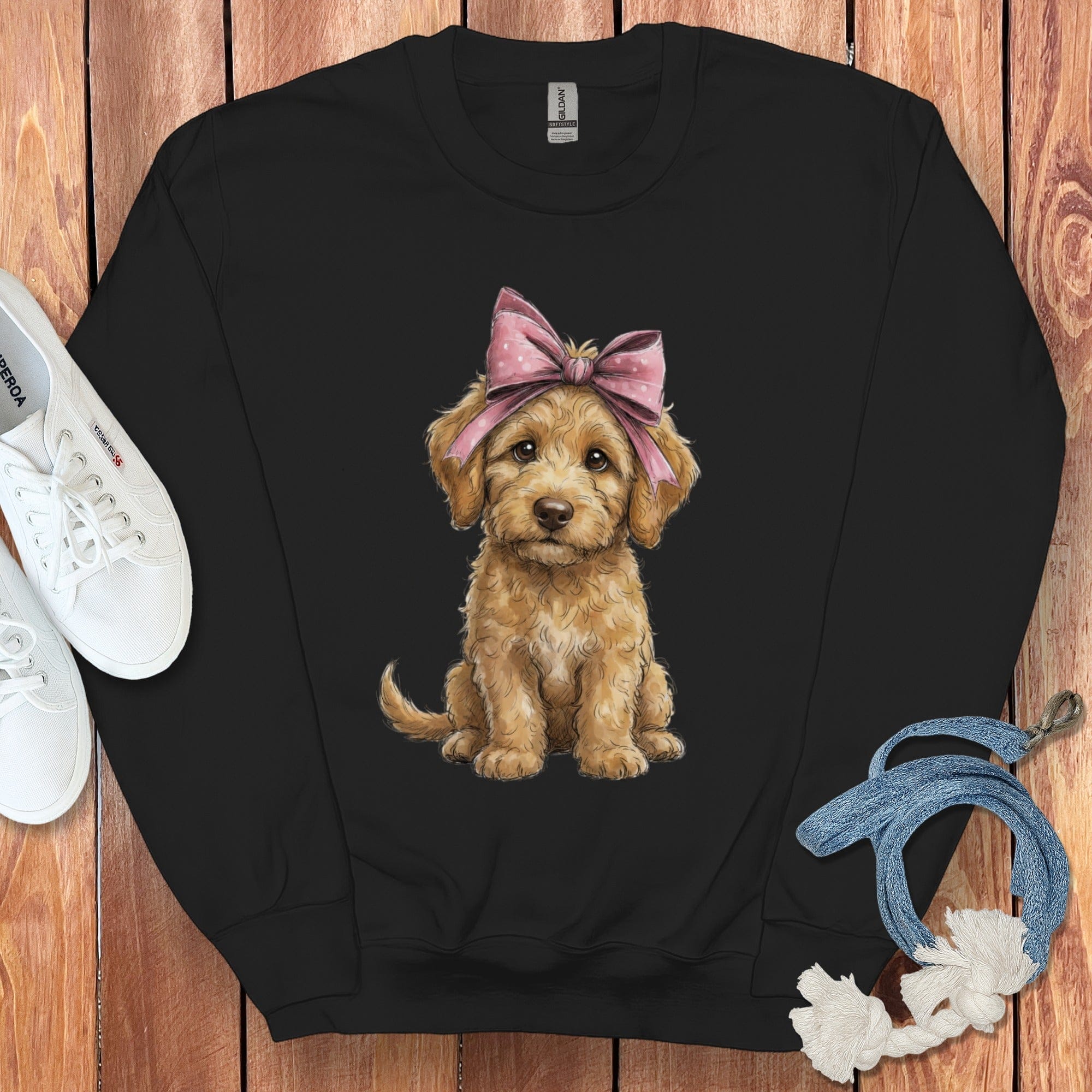 Cute Puppy with Pink Bow Design Sweatshirt