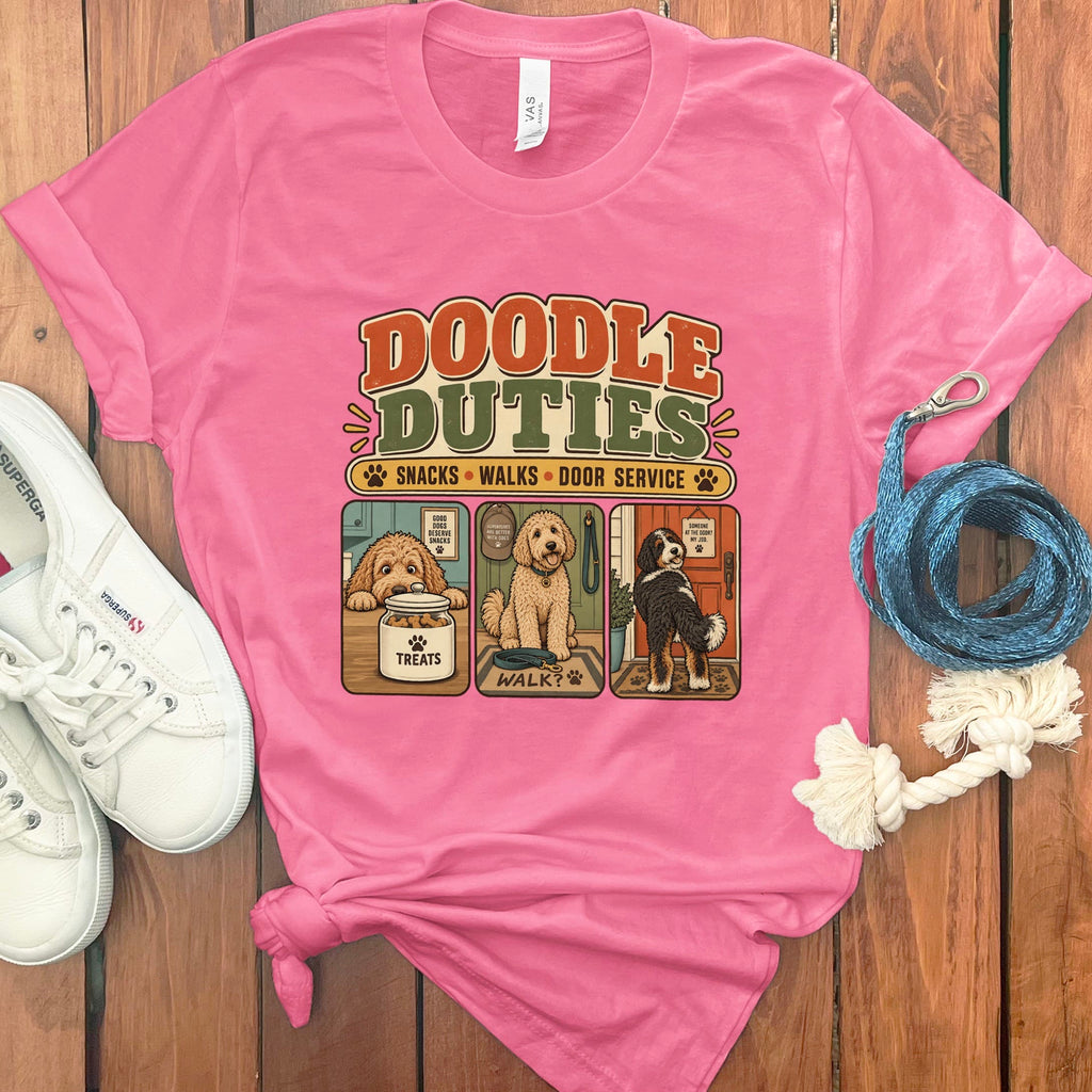 Doodle Duties T-Shirt in Charity Pink / S by Puppy Jo