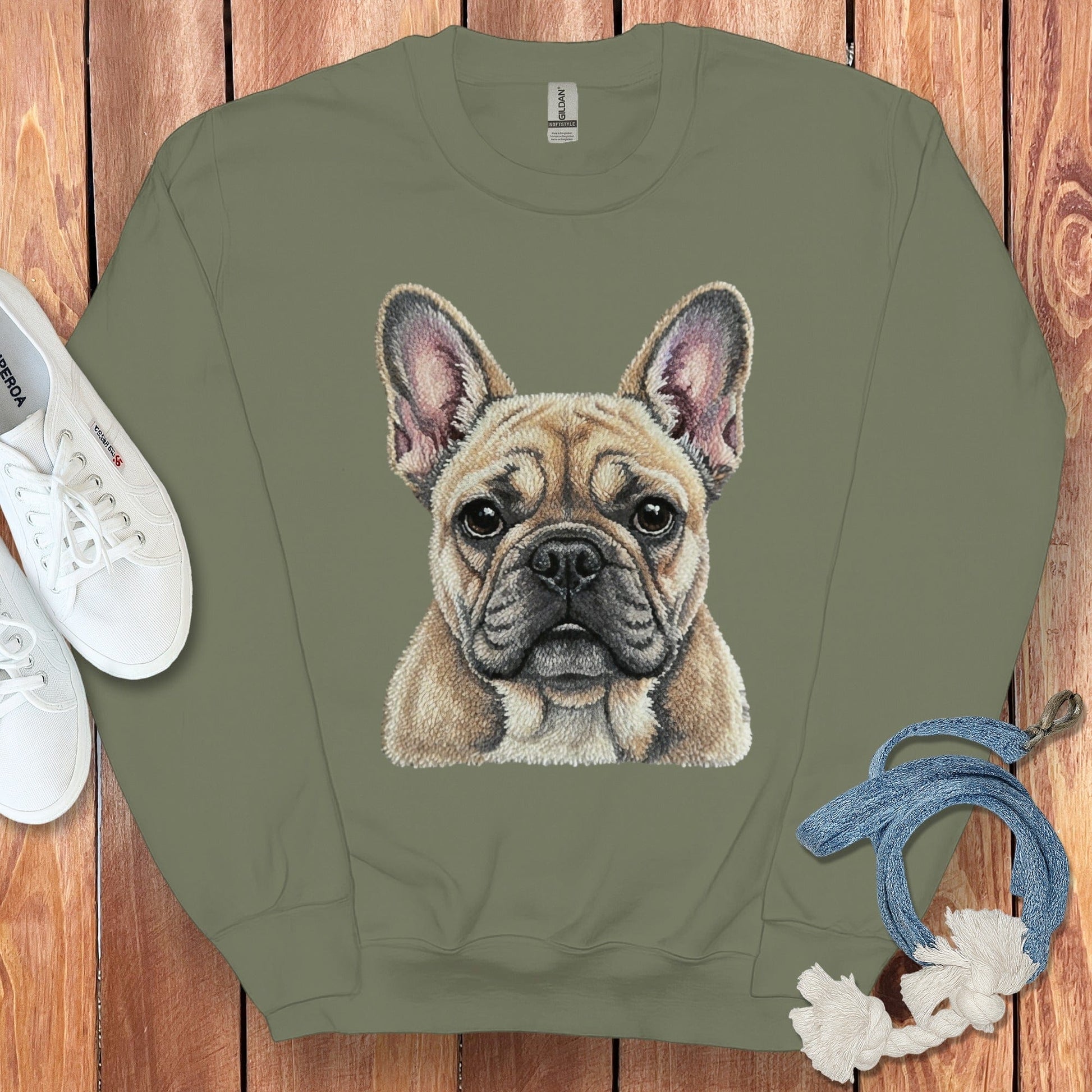 Cozy French Bulldog Face Print Sweatshirt