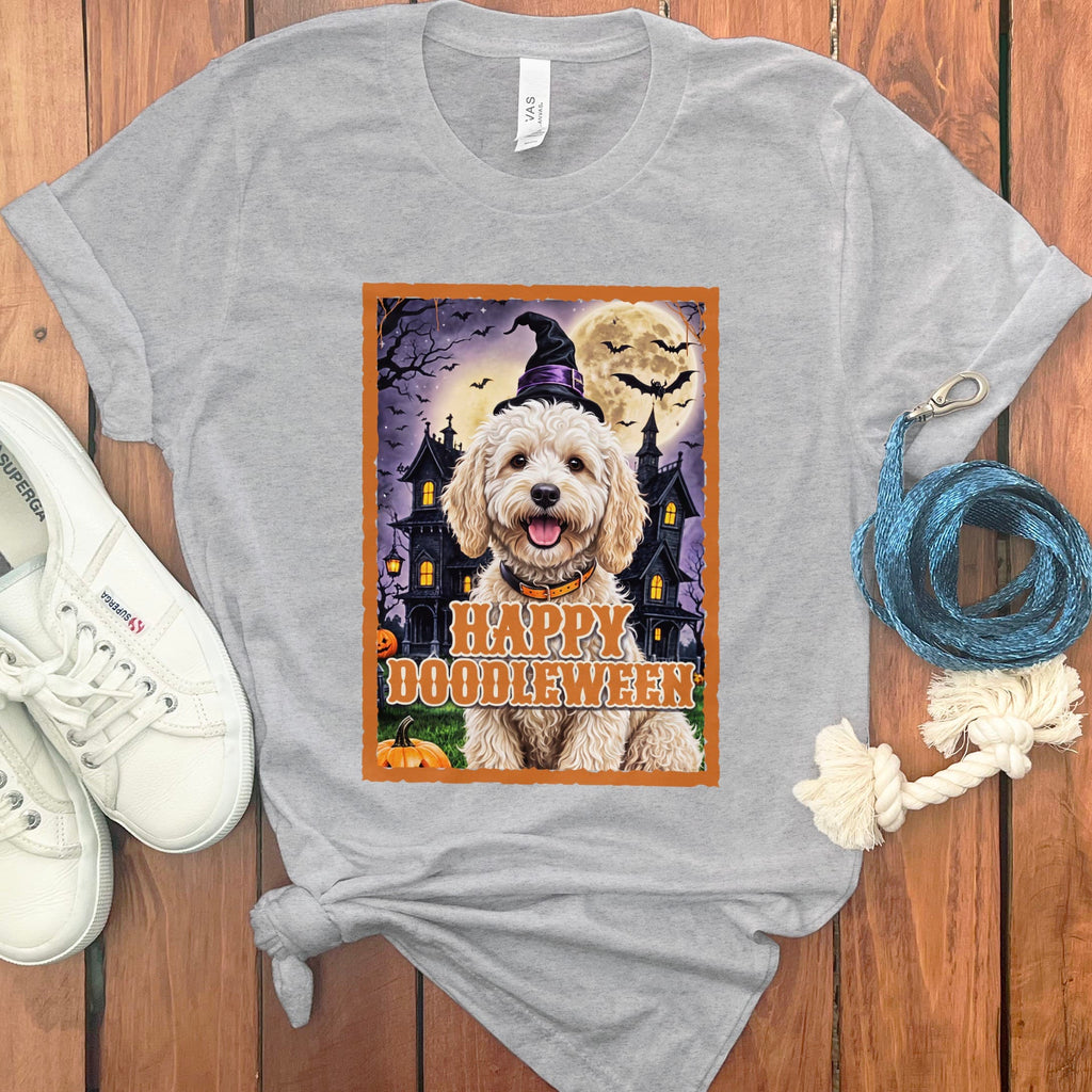 Maltipoo Happy Doodleween T-Shirt in Athletic Heather / S by Puppy Jo