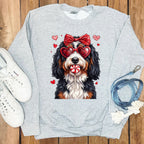 Adorable Dog with Heart Glasses and Candy Sweatshirt